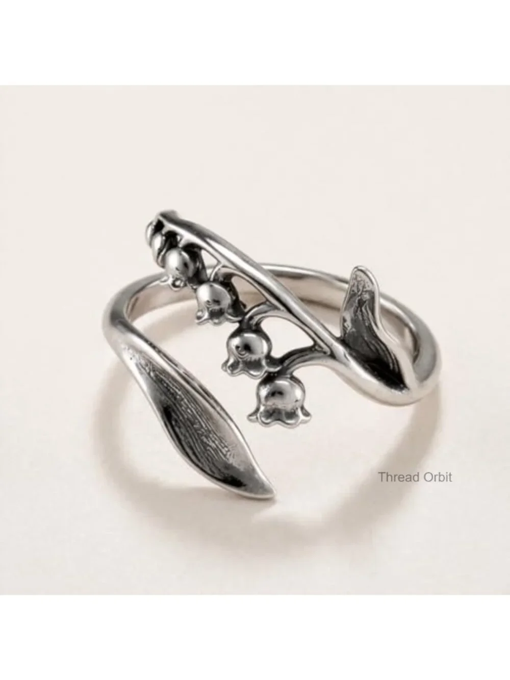 Vintage Silver Floral Adjustable Open Statement Ring